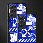 blue travis scott x anti social social club glass case for samsung galaxy s22 ultra 5g image-2