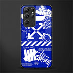 blue travis scott x anti social social club glass case for samsung galaxy s22 ultra 5g image