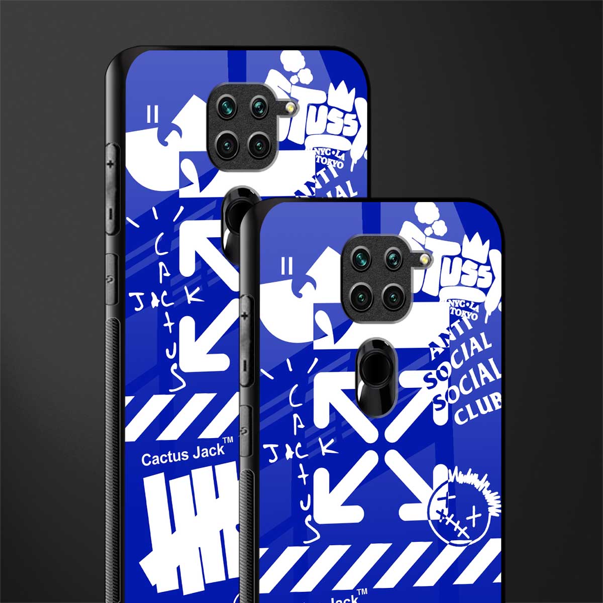 blue travis scott x anti social social club glass case for redmi note 9 image-2