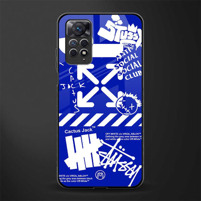blue travis scott x anti social social club glass case for redmi note 11 pro image