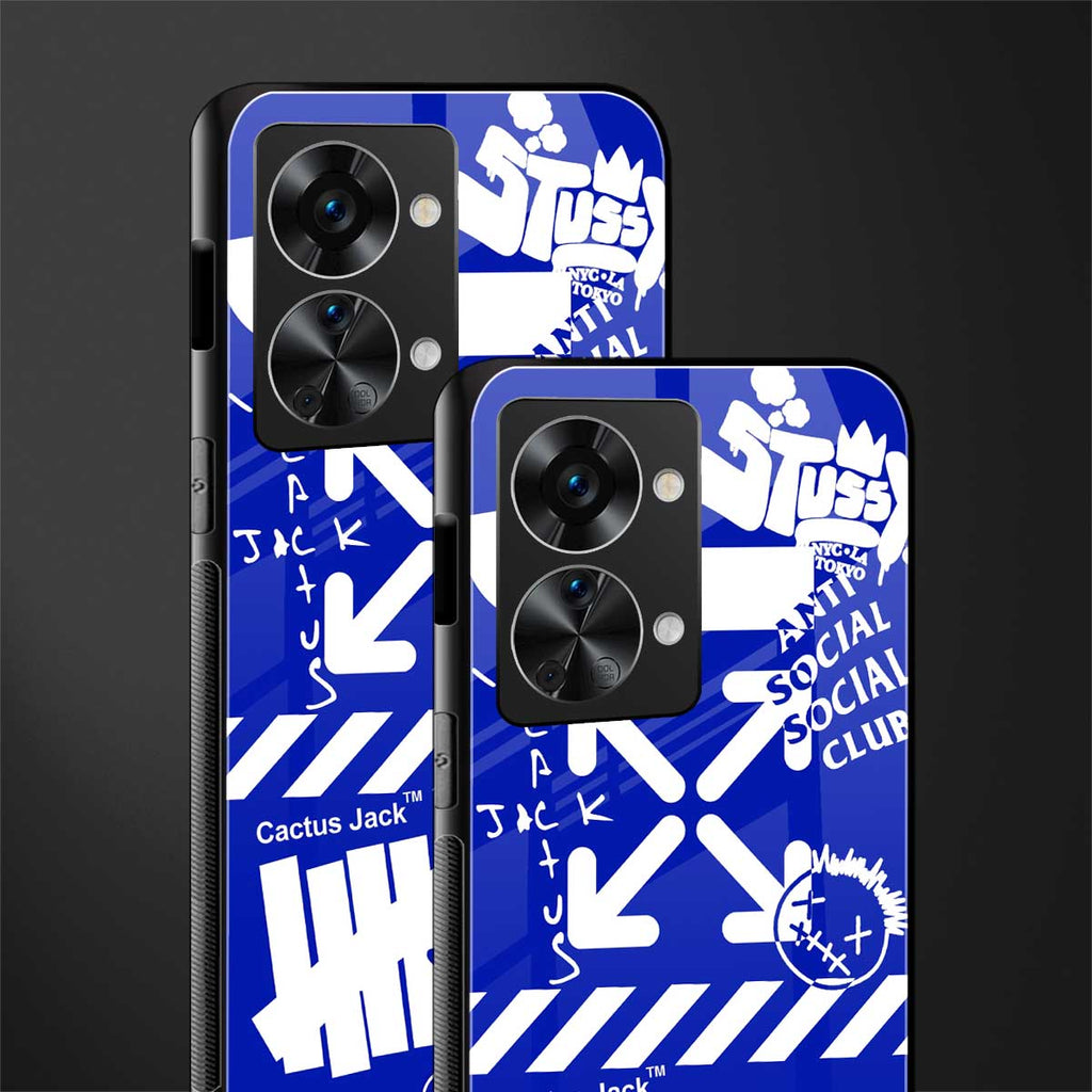 blue travis scott x anti social social club glass case for phone case | glass case for oneplus nord 2t 5g