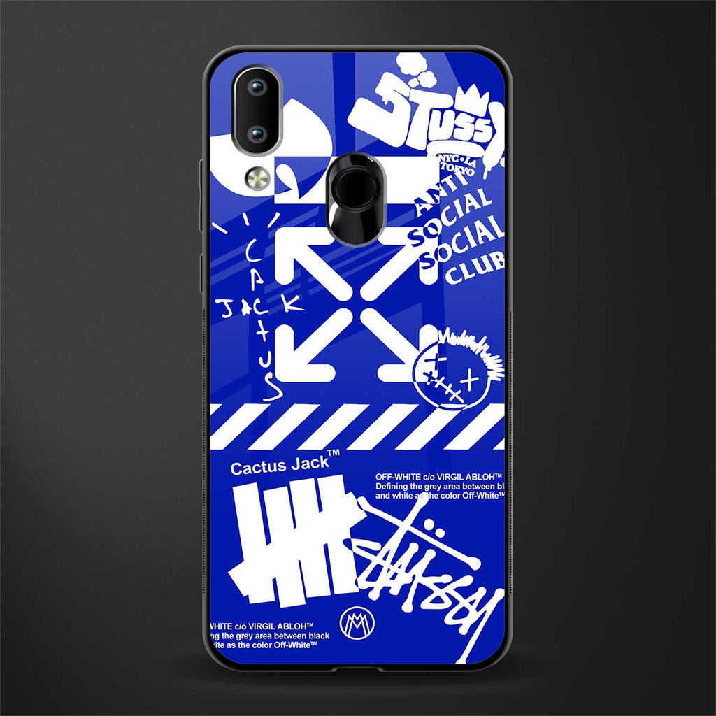 blue travis scott x anti social social club glass case for vivo y93 image