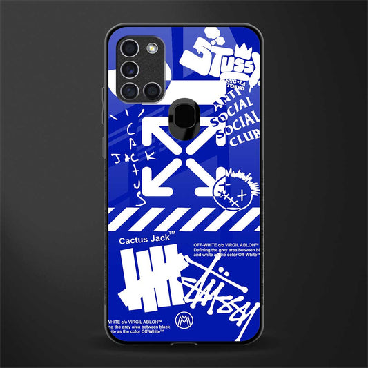 blue travis scott x anti social social club glass case for samsung galaxy a21s image