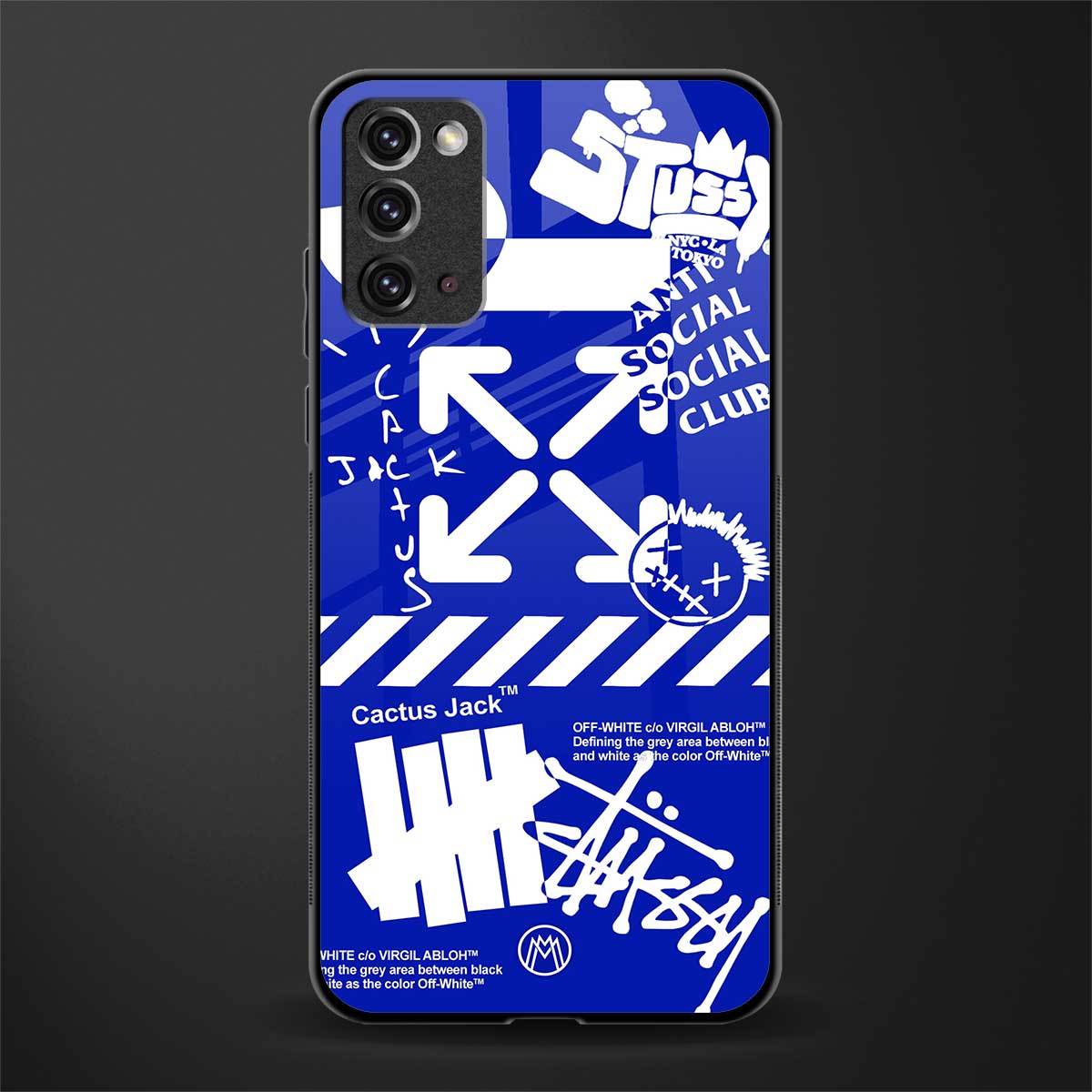 blue travis scott x anti social social club glass case for samsung galaxy note 20 image