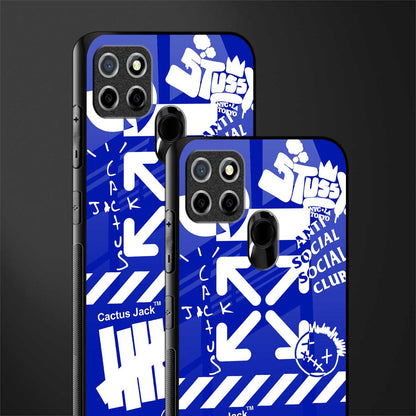 blue travis scott x anti social social club glass case for realme narzo 30a image-2