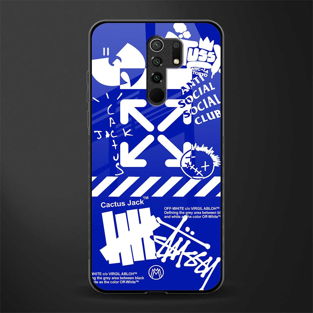 blue travis scott x anti social social club glass case for redmi 9 prime image