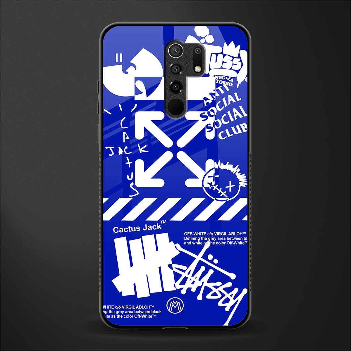 blue travis scott x anti social social club glass case for redmi 9 prime image