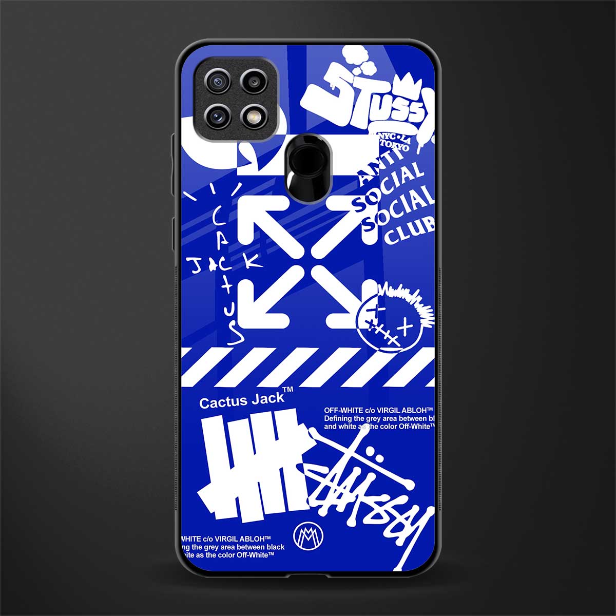 blue travis scott x anti social social club glass case for oppo a15s image