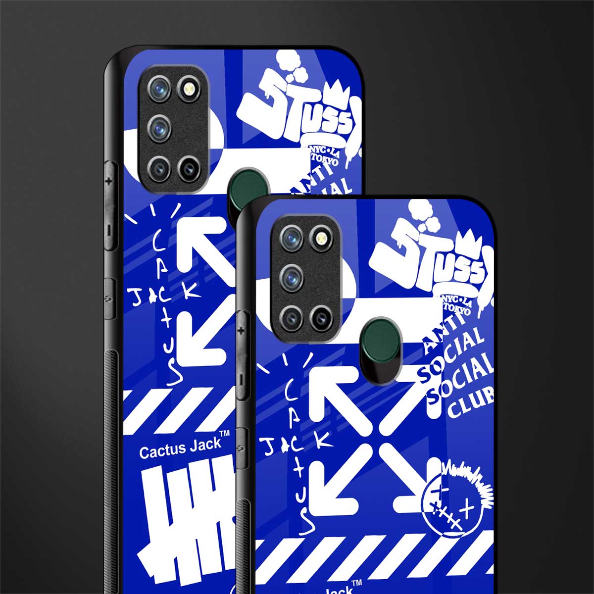 blue travis scott x anti social social club glass case for realme 7i image-2