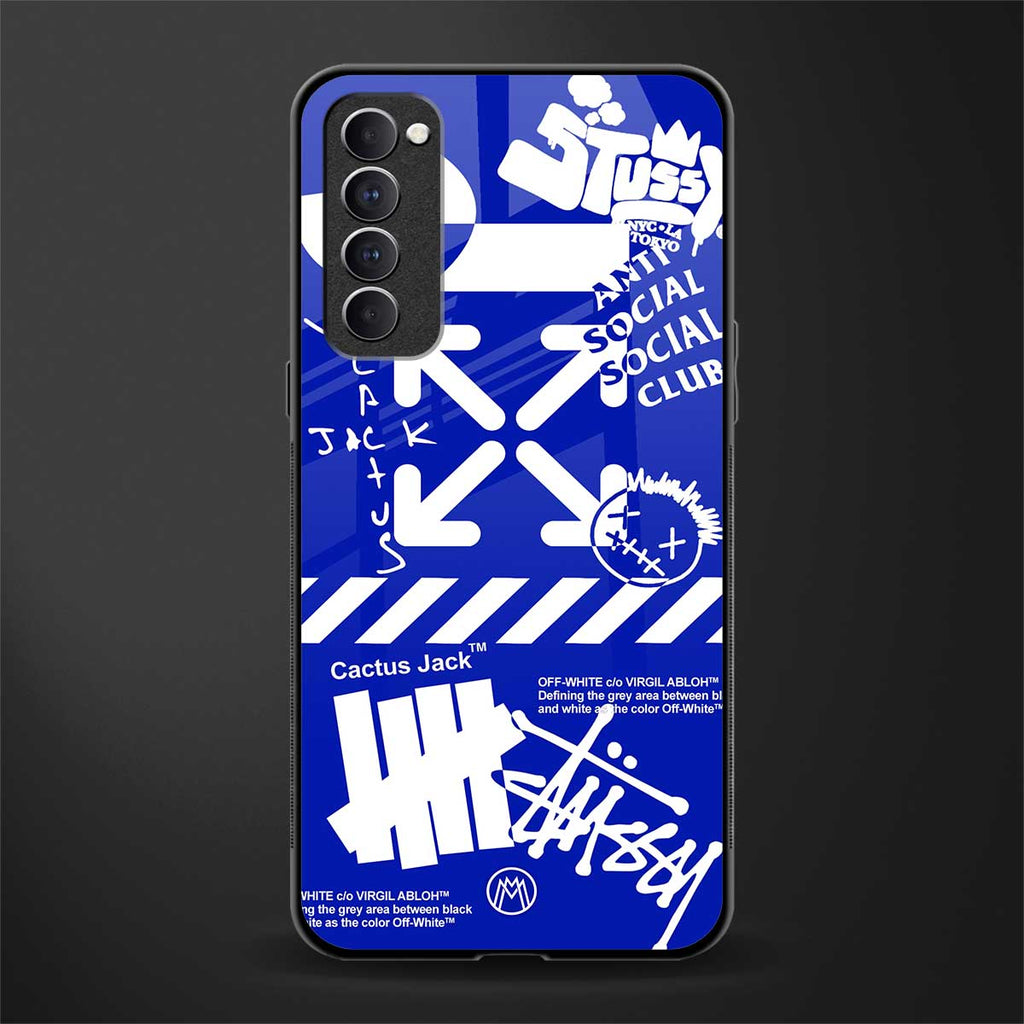 blue travis scott x anti social social club glass case for oppo reno 4 pro image