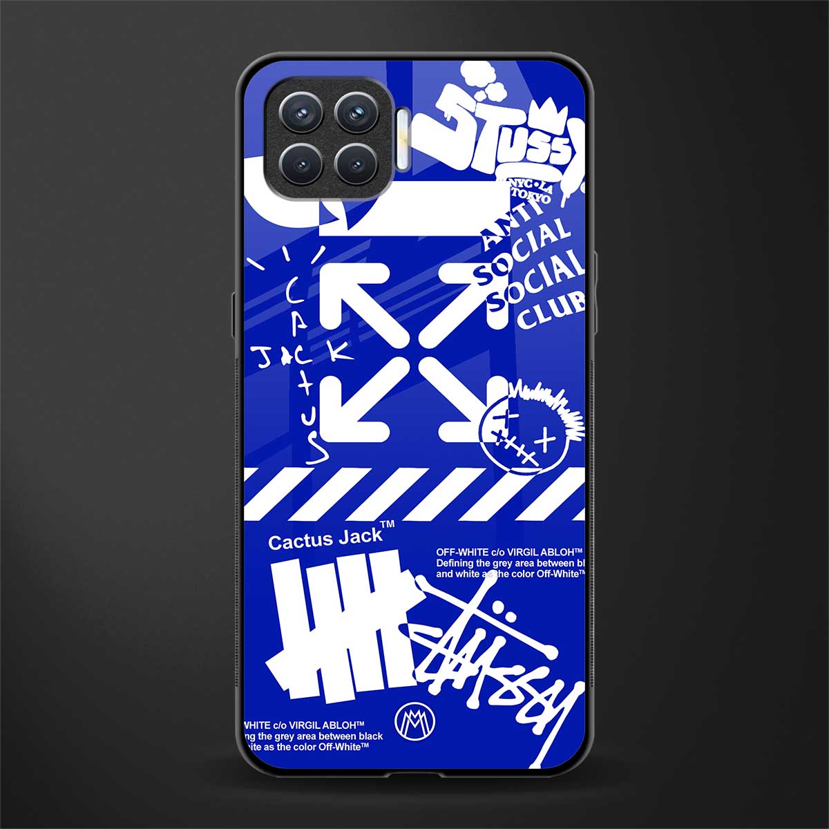 blue travis scott x anti social social club glass case for oppo f17 pro image