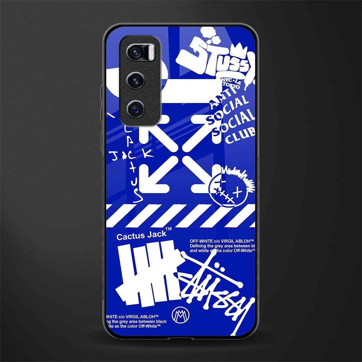 blue travis scott x anti social social club glass case for vivo v20 se image