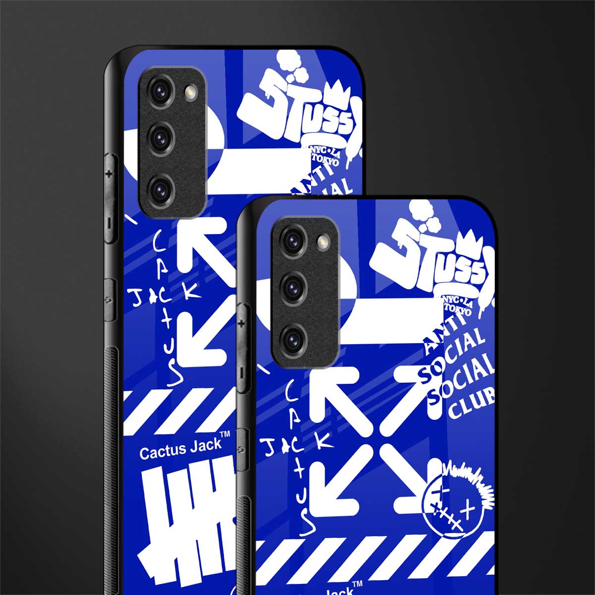 blue travis scott x anti social social club glass case for samsung galaxy s20 fe image-2