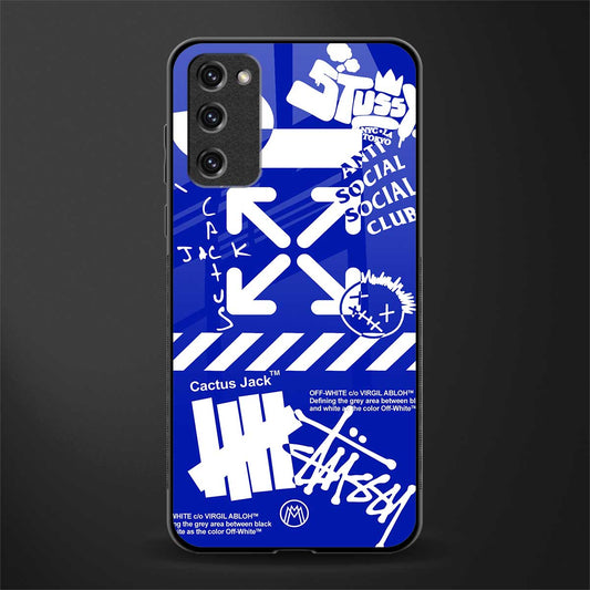 blue travis scott x anti social social club glass case for samsung galaxy s20 fe image