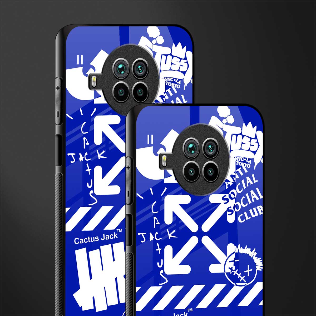 blue travis scott x anti social social club glass case for mi 10i image-2