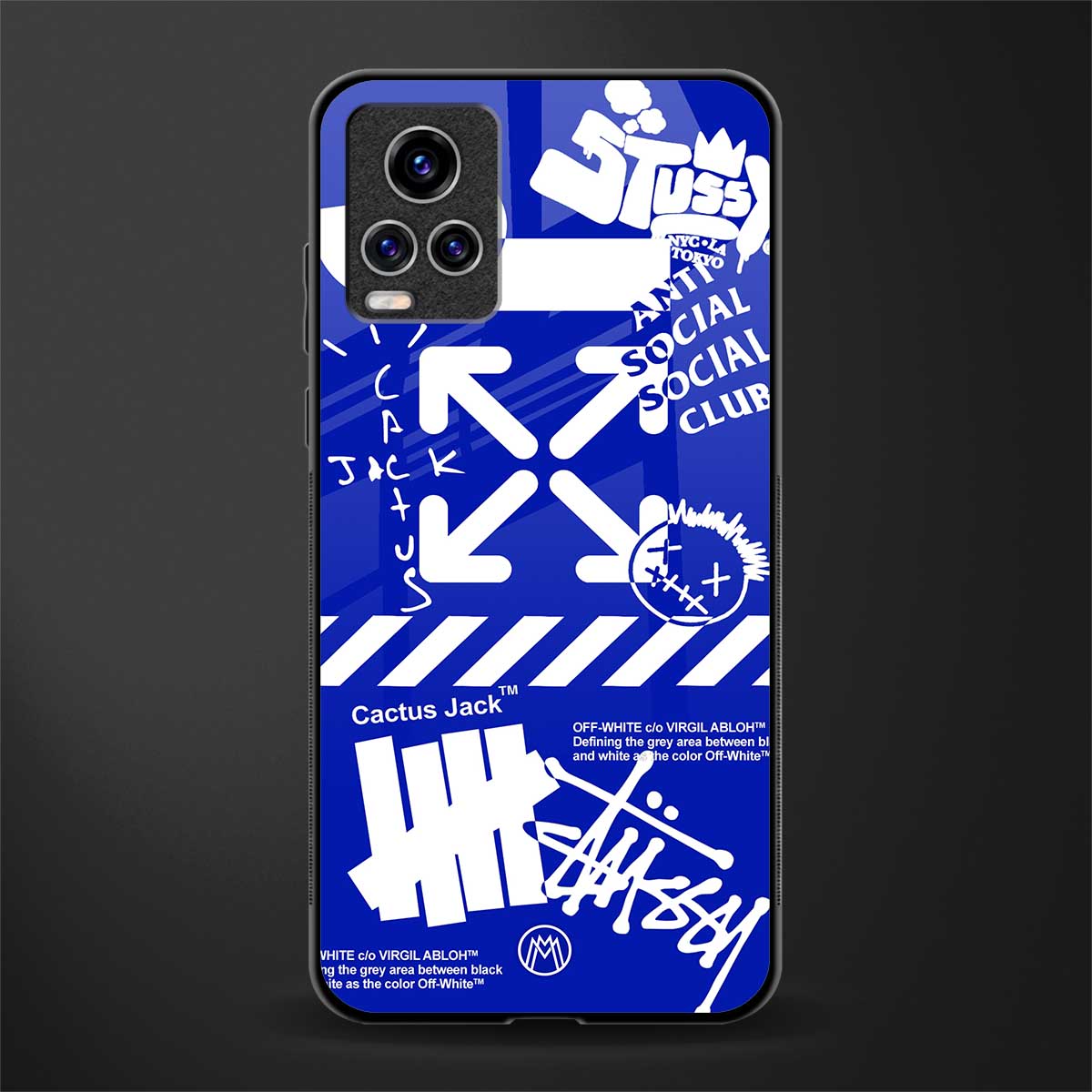 blue travis scott x anti social social club glass case for vivo v20 pro image