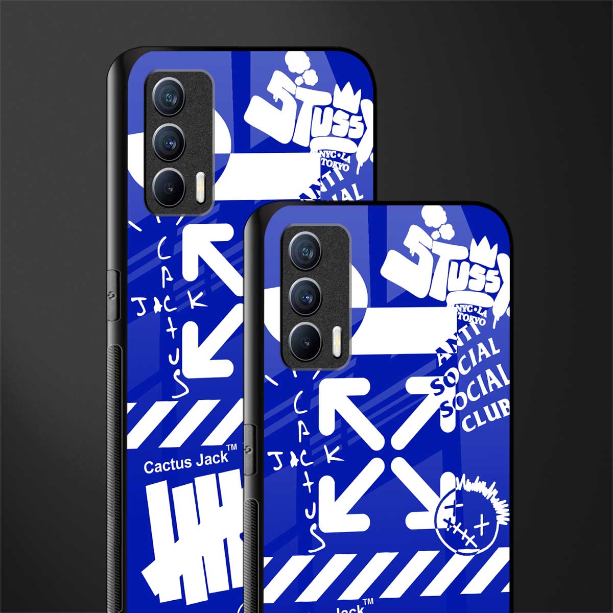 blue travis scott x anti social social club glass case for realme x7 image-2