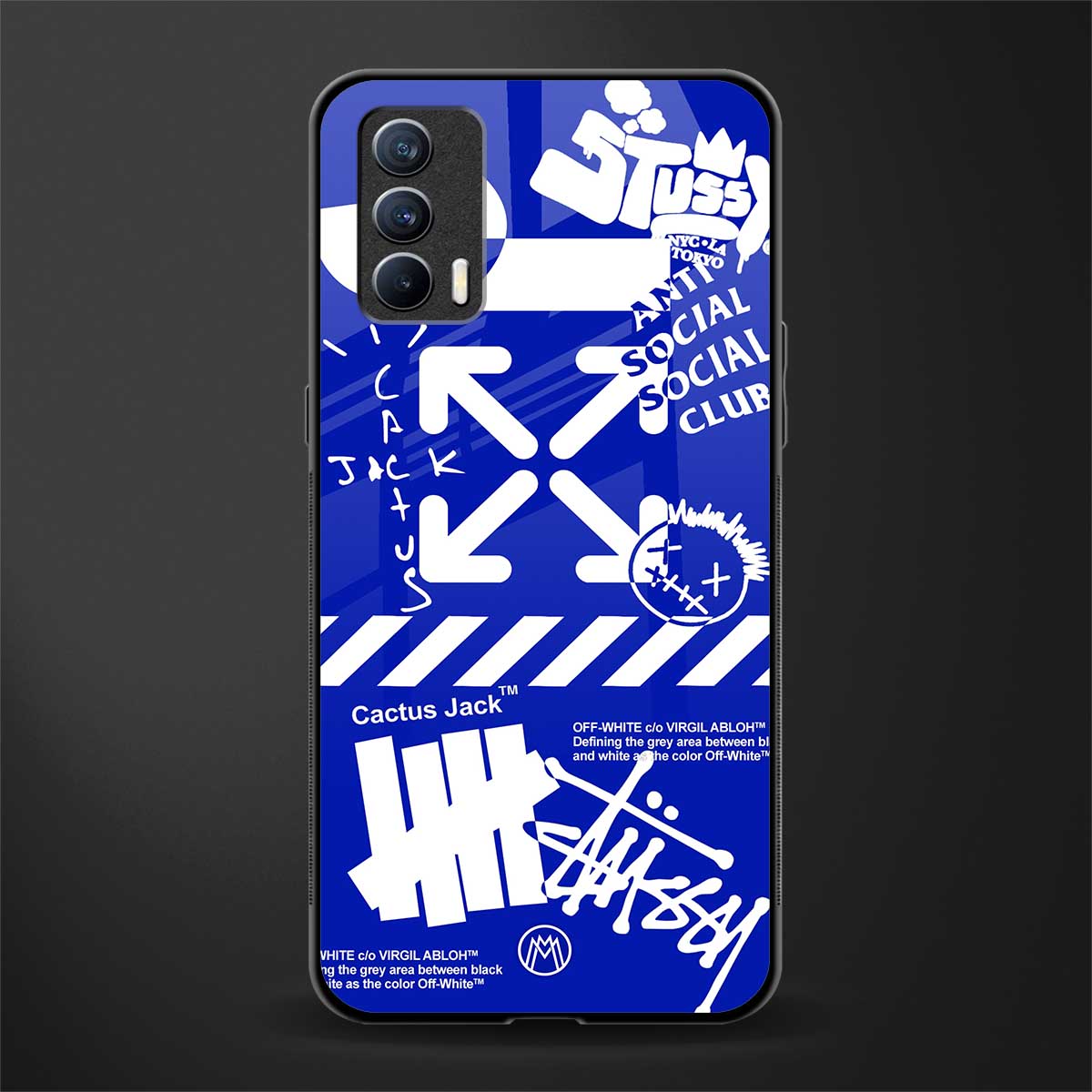 blue travis scott x anti social social club glass case for realme x7 image