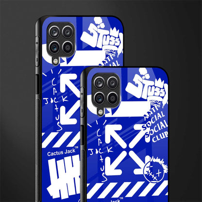 blue travis scott x anti social social club glass case for samsung galaxy a12 image-2