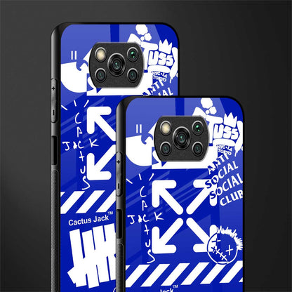 blue travis scott x anti social social club glass case for poco x3 pro image-2