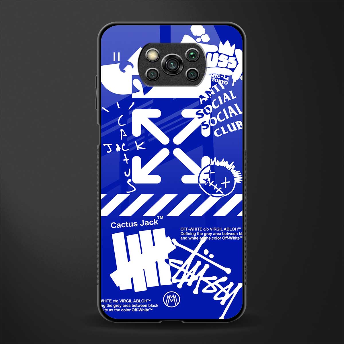 blue travis scott x anti social social club glass case for poco x3 pro image