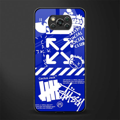 blue travis scott x anti social social club glass case for poco x3 pro image