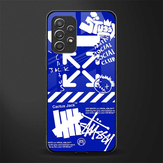 blue travis scott x anti social social club glass case for samsung galaxy a72 image