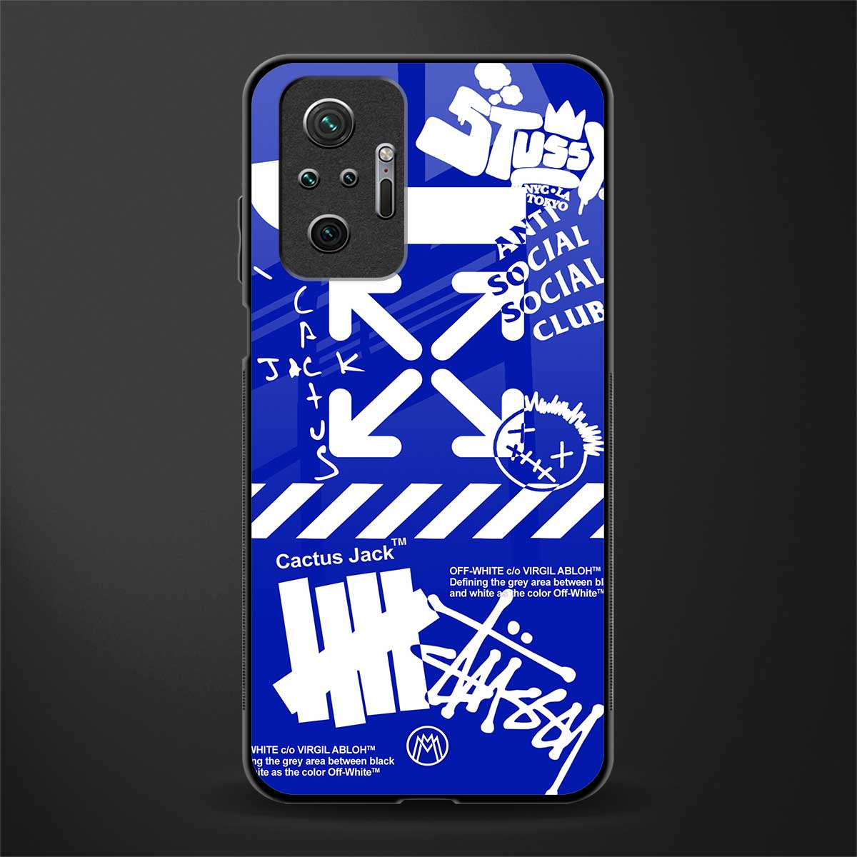 blue travis scott x anti social social club glass case for redmi note 10 pro image