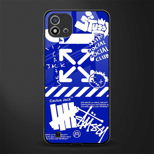 blue travis scott x anti social social club glass case for realme c20 image