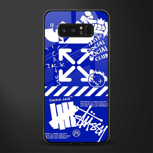 blue travis scott x anti social social club glass case for samsung galaxy note 8 image