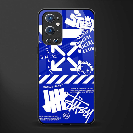 blue travis scott x anti social social club glass case for oneplus 9 pro image
