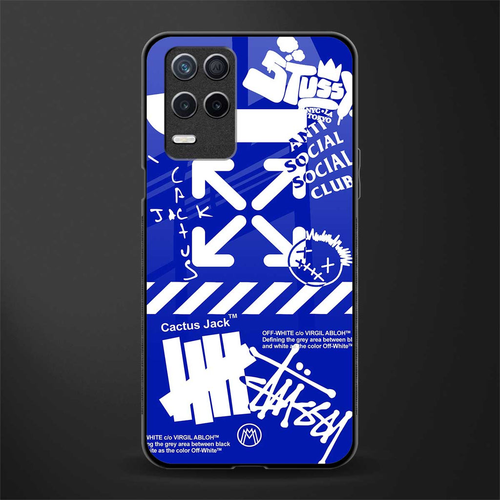 blue travis scott x anti social social club glass case for realme 8 5g image