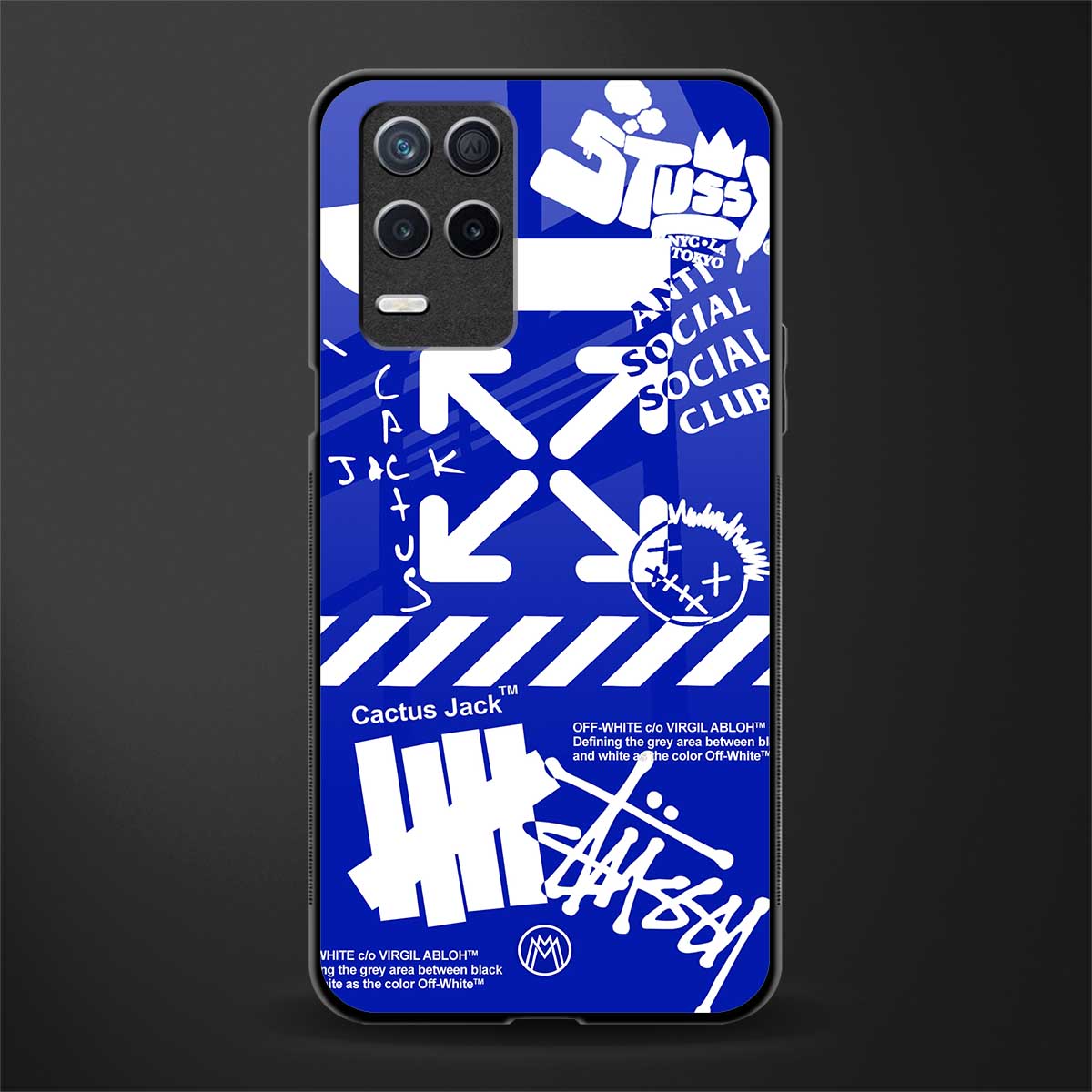 blue travis scott x anti social social club glass case for realme 8 5g image