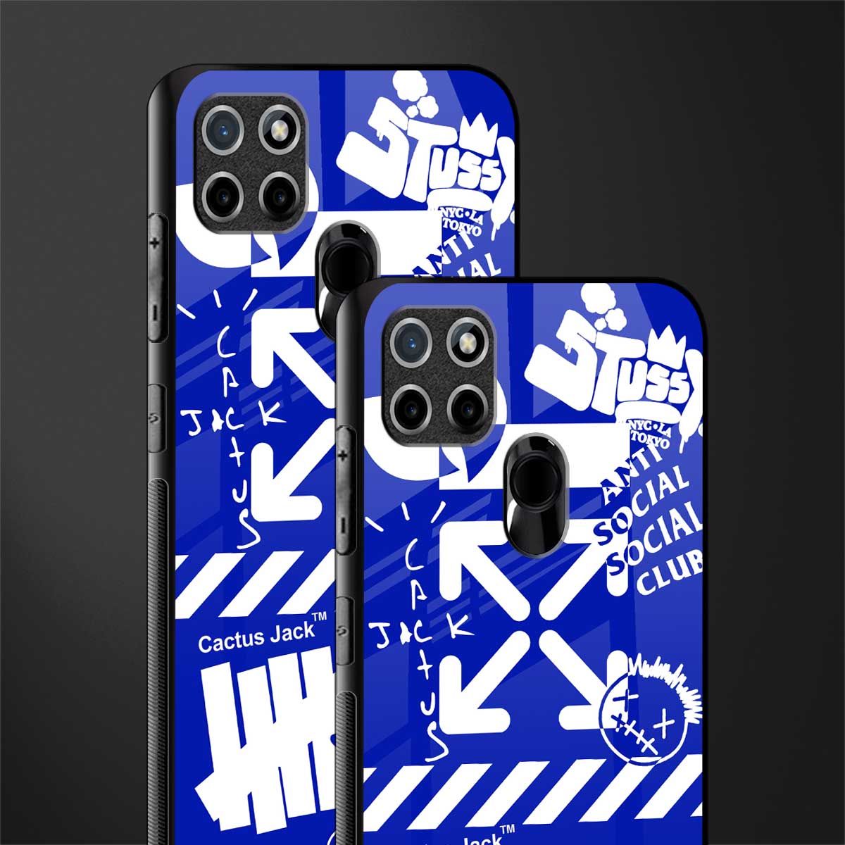 blue travis scott x anti social social club glass case for realme c21 image-2