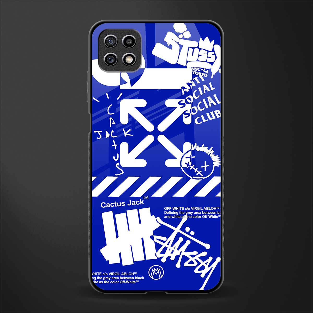 blue travis scott x anti social social club glass case for samsung galaxy a22 5g image