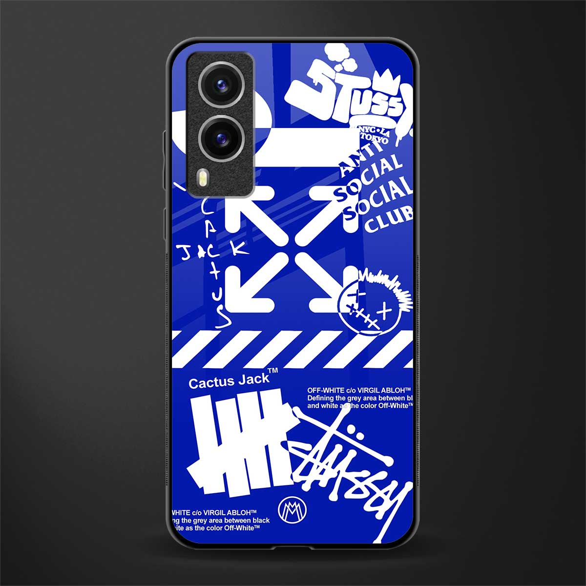 blue travis scott x anti social social club glass case for vivo v21e 5g image