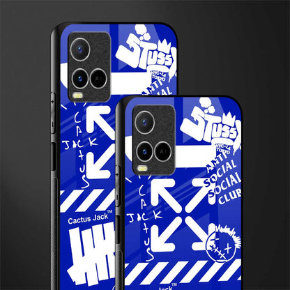 blue travis scott x anti social social club glass case for vivo y33s vivo y33t image-2