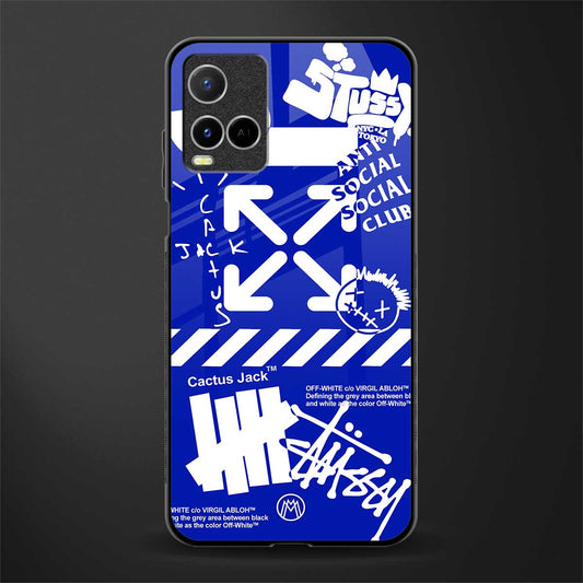 blue travis scott x anti social social club glass case for vivo y33s vivo y33t image
