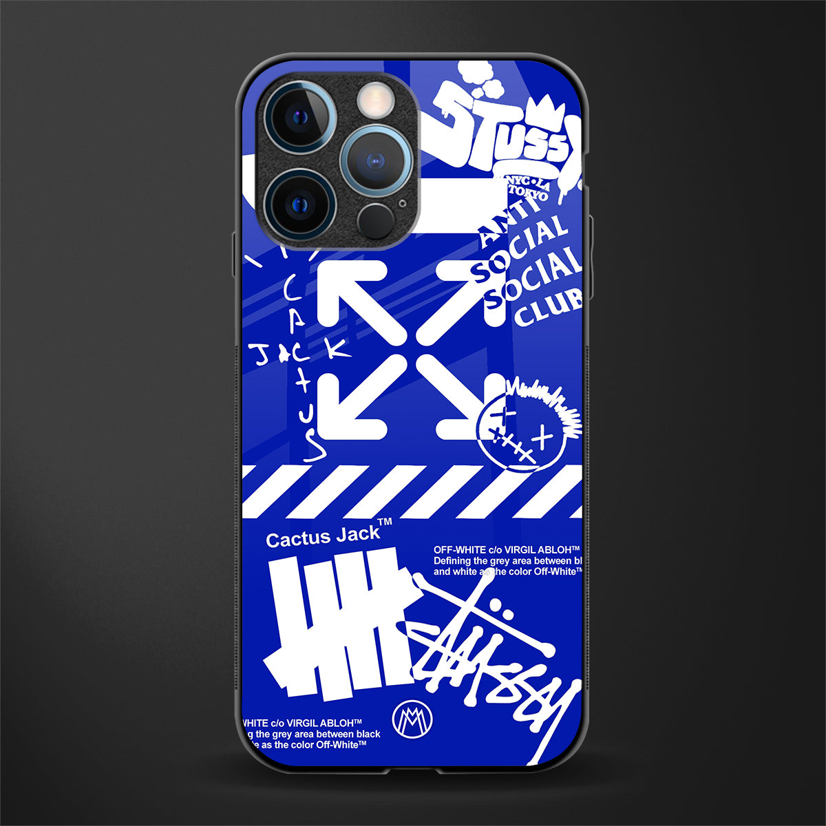 blue travis scott x anti social social club glass case for iphone 12 pro image