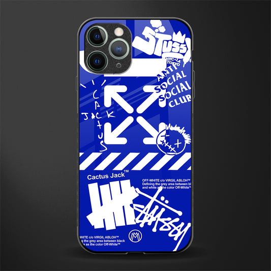 blue travis scott x anti social social club glass case for iphone 11 pro max image