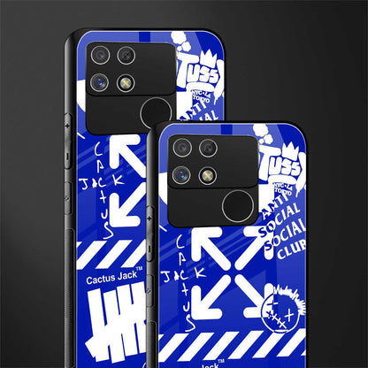 blue travis scott x anti social social club back phone cover | glass case for realme narzo 50a