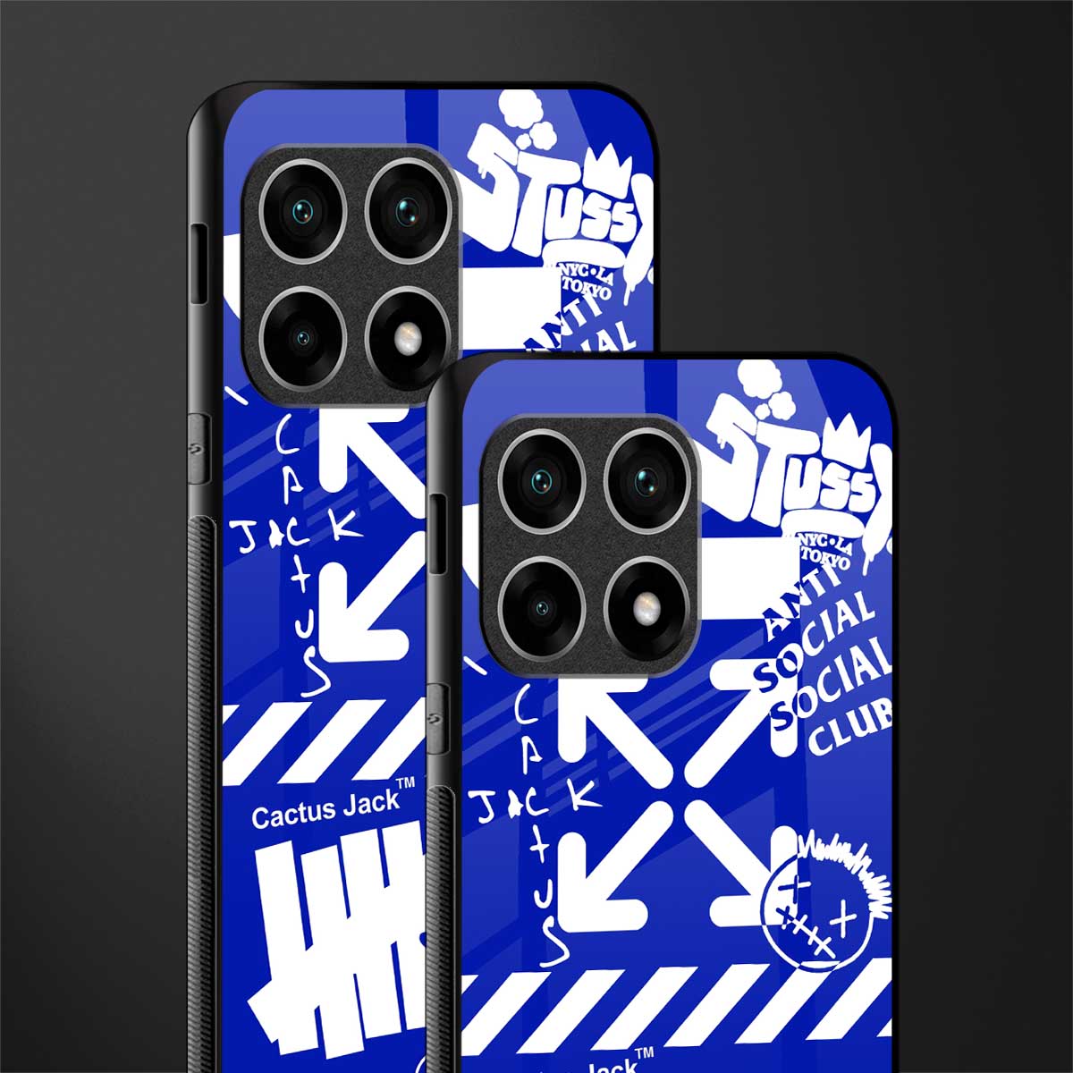 blue travis scott x anti social social club glass case for oneplus 10 pro 5g image-2