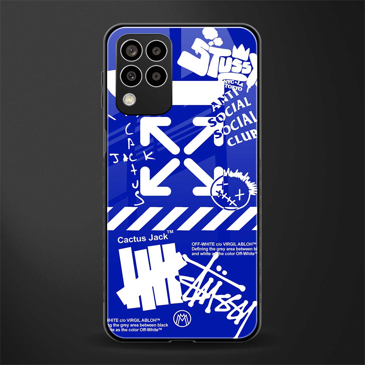 blue travis scott x anti social social club back phone cover | glass case for samsung galaxy m33 5g