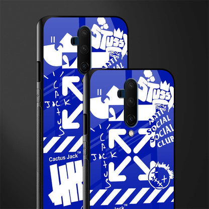 blue travis scott x anti social social club glass case for oneplus 7t pro image-2