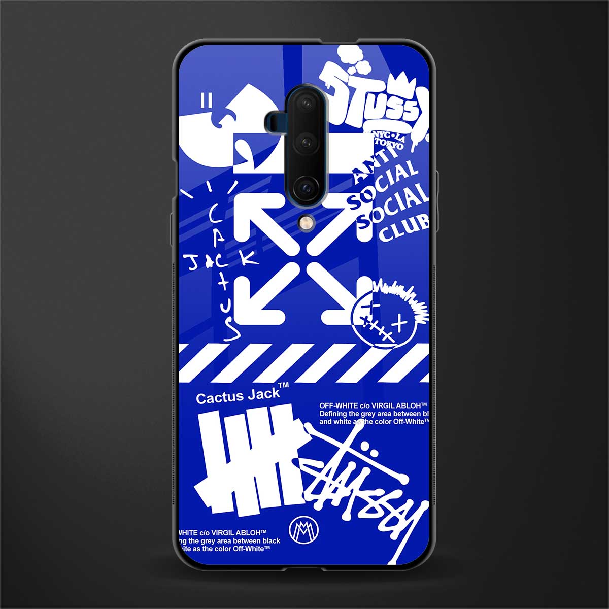 blue travis scott x anti social social club glass case for oneplus 7t pro image