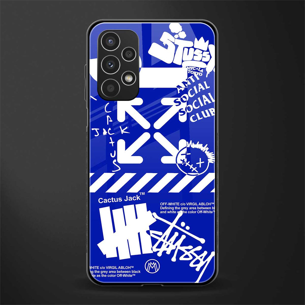 blue travis scott x anti social social club back phone cover | glass case for samsung galaxy a13 4g