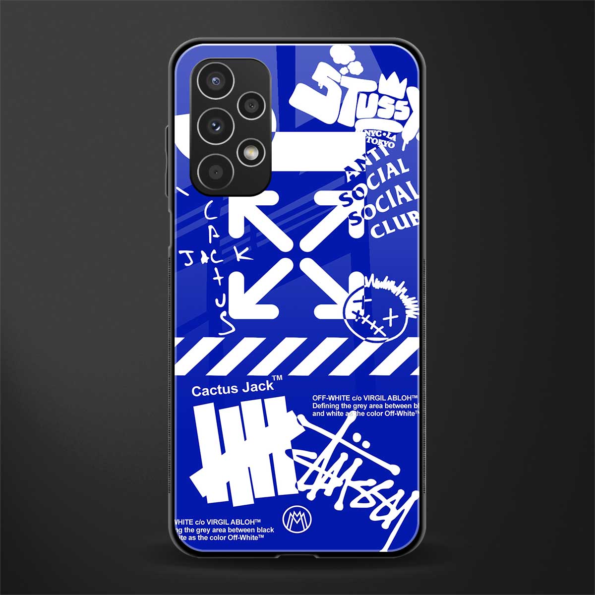 blue travis scott x anti social social club back phone cover | glass case for samsung galaxy a13 4g