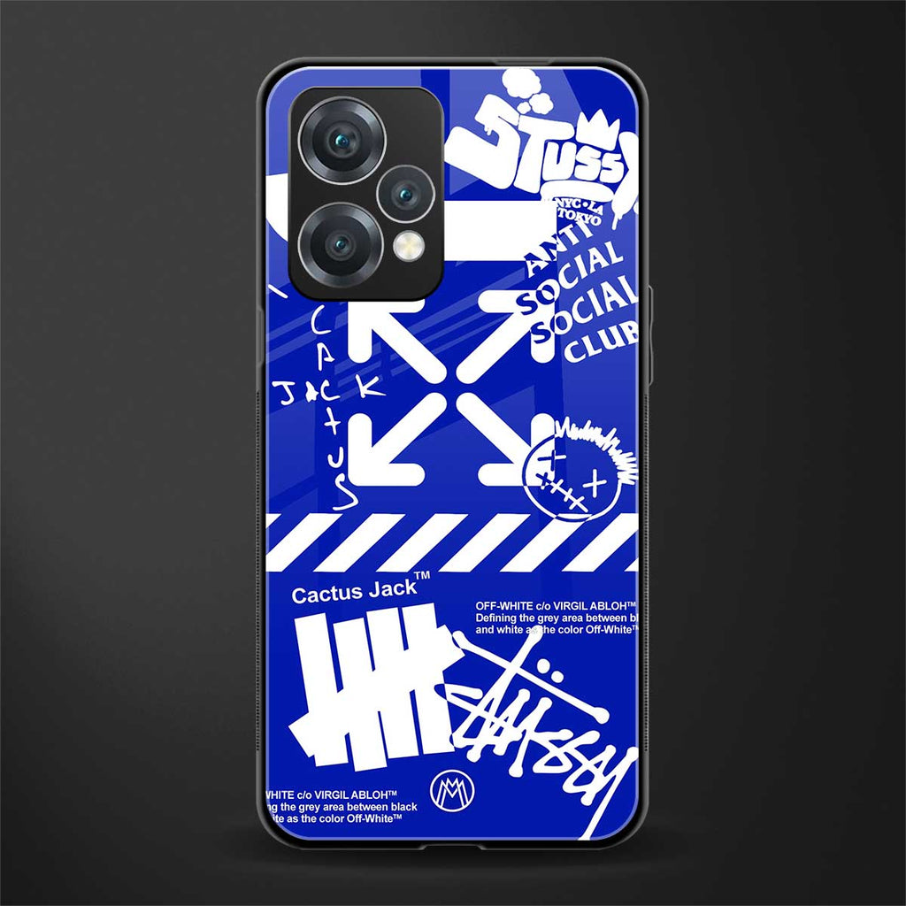 blue travis scott x anti social social club back phone cover | glass case for oneplus nord ce 2 lite 5g