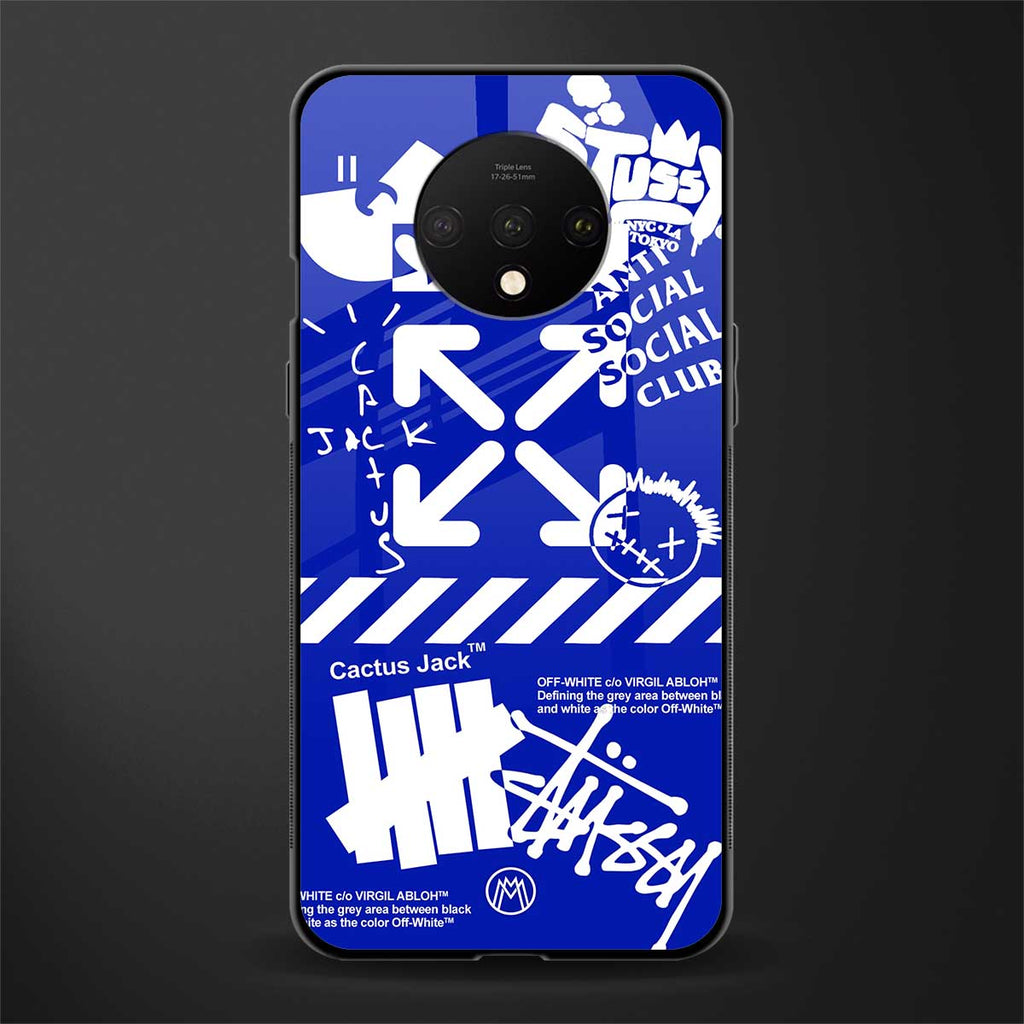 blue travis scott x anti social social club glass case for oneplus 7t image