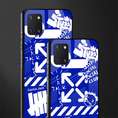 blue travis scott x anti social social club glass case for samsung a81 image-2